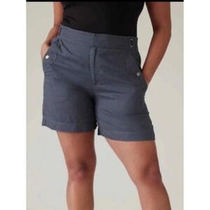 Athleta Women 100% Linen Shorts Size 22 Beach Coastal Fisherman Resort Blue